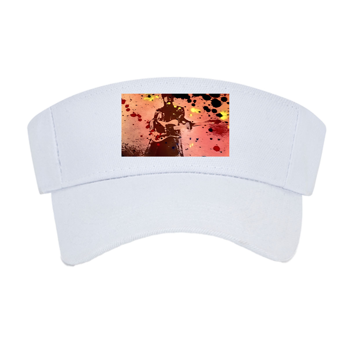 Guitarist Silhouette in Abstract Splash Art -  Visor cap