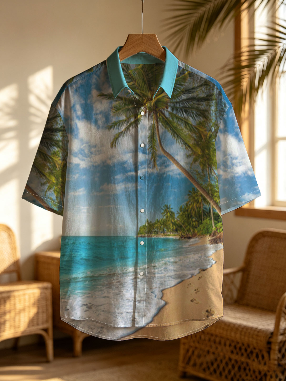Tropical Beach with Palm Trees and Crystal Clear Water -  Shirt