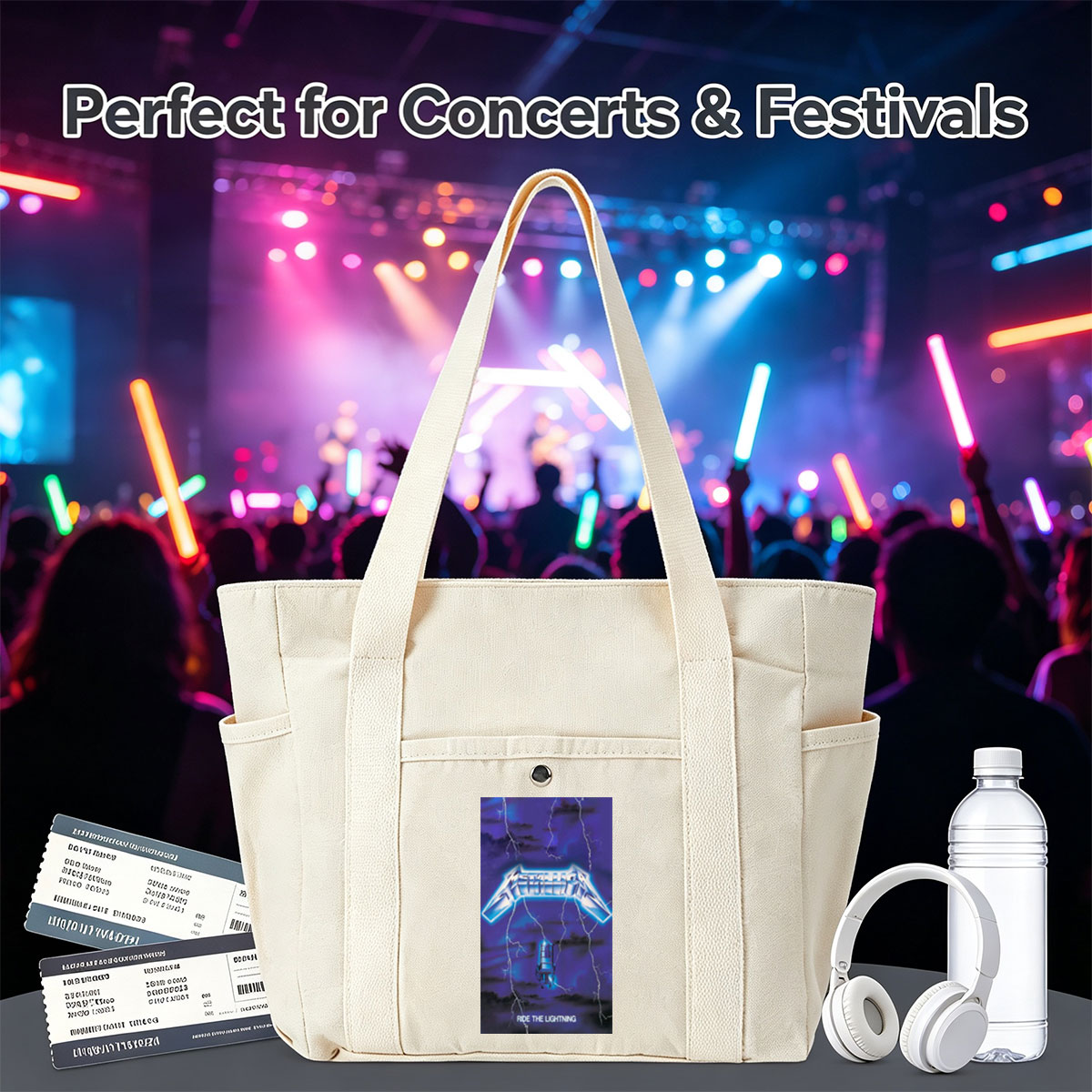 Metallica Electric Chair Lightning Storm Ride the Lightning Album Cover - Multi-pocket bags