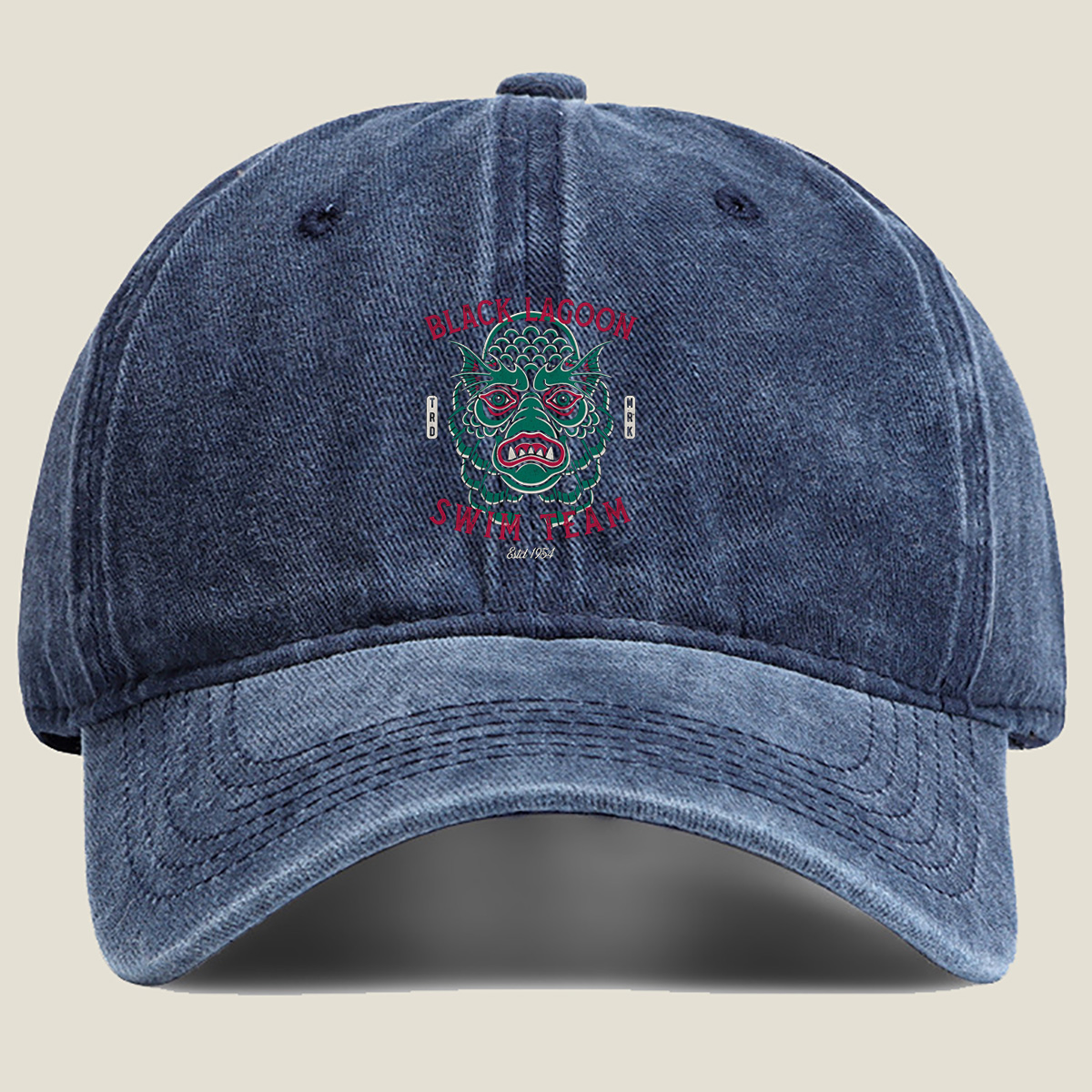 Black Lagoon Swim Team - Creature from the Black Lagoon - Washed Denim - Baseball Cap