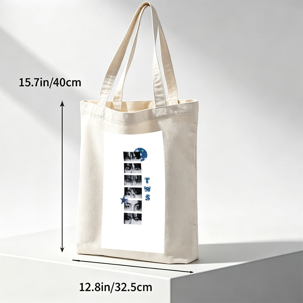 TWS Eyes Close-Up Collage with Star and CD Design - Canvas tote bags