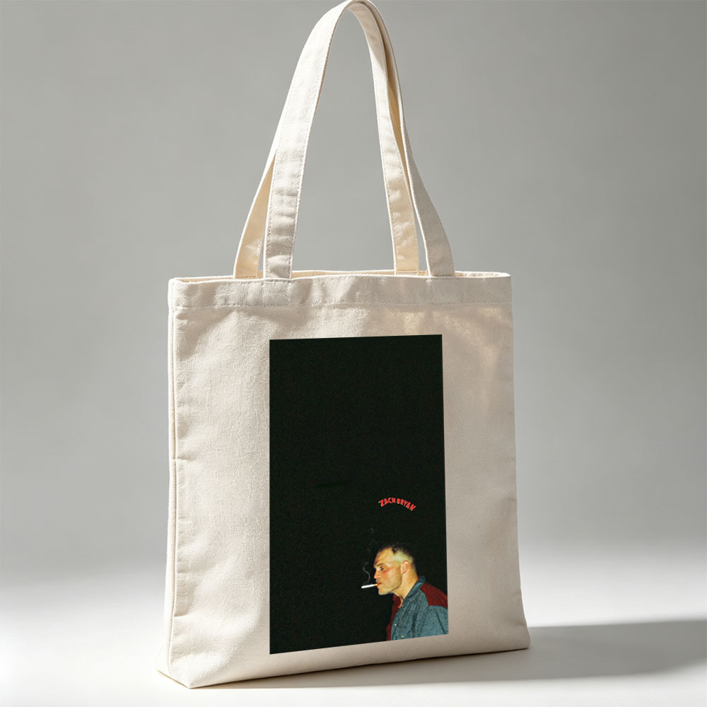 Zach Bryan Smoking Cigarette in Dark Night Scene - Canvas tote bags