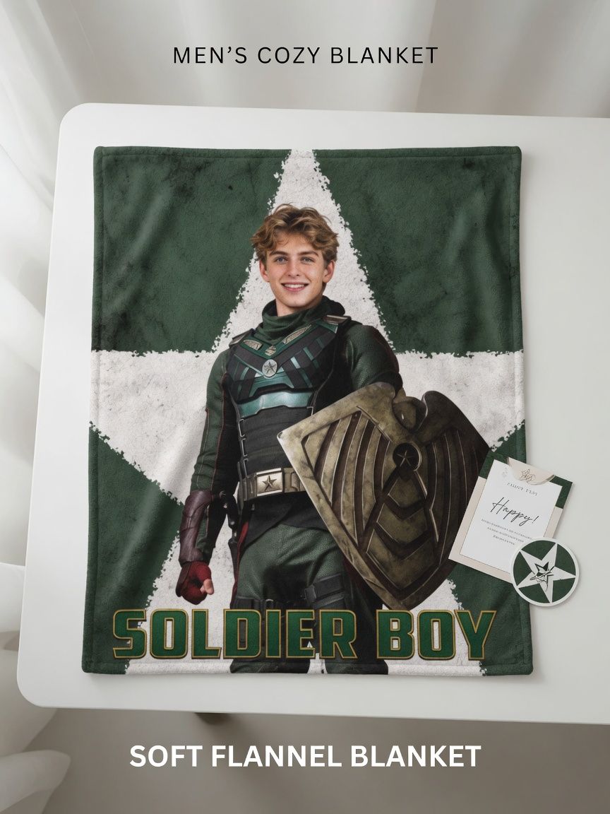 Custom Photo Face Flannel Blanket Personalized Superhero Portrait Soft Anti-Pilling Fleece Throw Gift