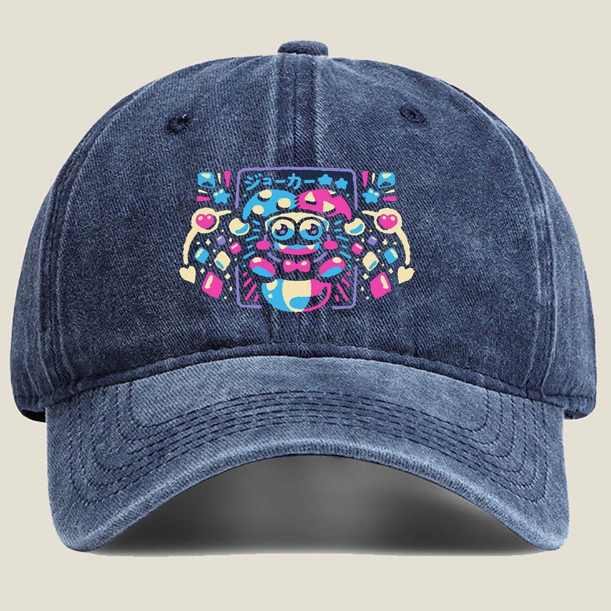 Joker Character Art Design - Washed Denim - Baseball Cap