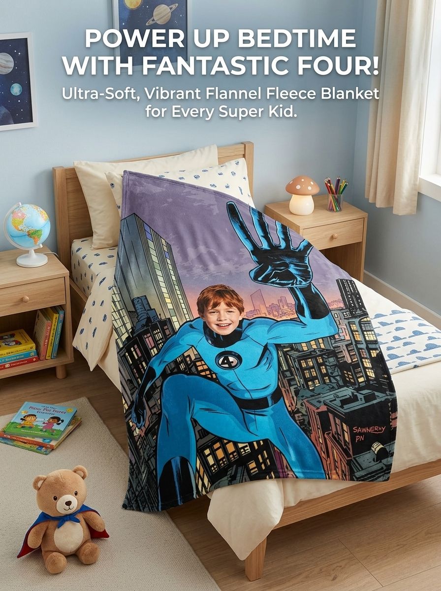 Custom Face Photo Superhero Flannel Throw Blanket, Ultra Soft Lightweight Comic Fleece Blanket, Ideal Personalized Gift