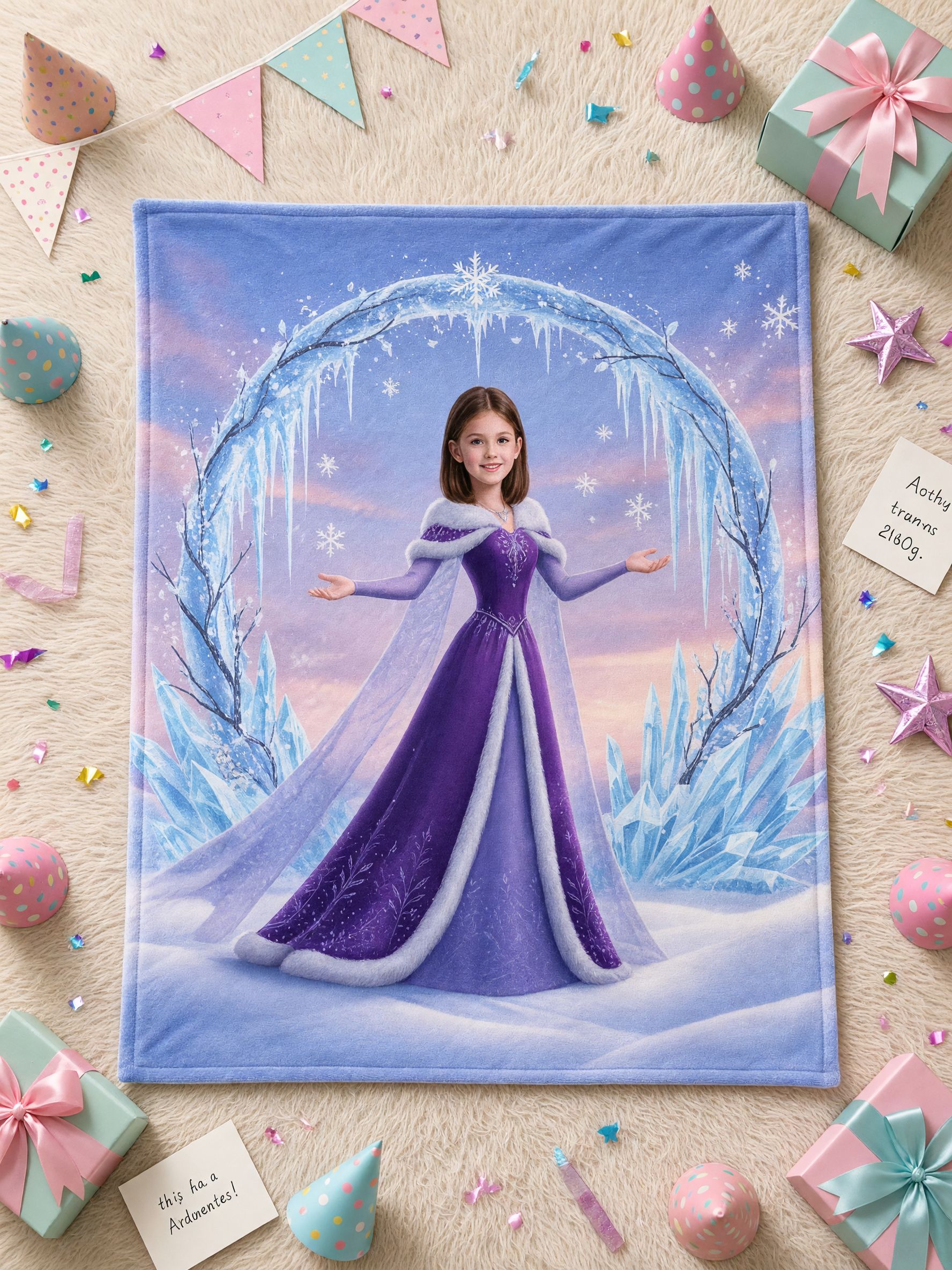 Custom Photo Blanket Personalized Ice Princess Flannel Throw, Ultra Soft Fleece Couch Cover, Ideal Birthday Gift