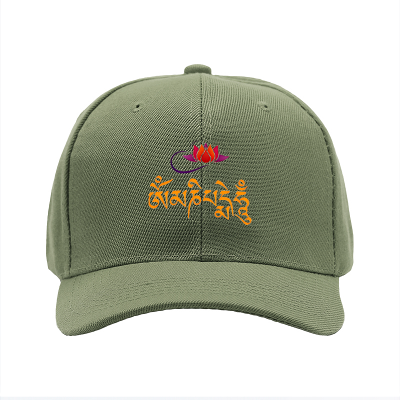 1pc New Baseball Cap with Lotus Flower and Tibetan Script Print Unisex Adjustable Hat for Outdoor Activities and Casual Wear Suitable for Adults and Teenagers