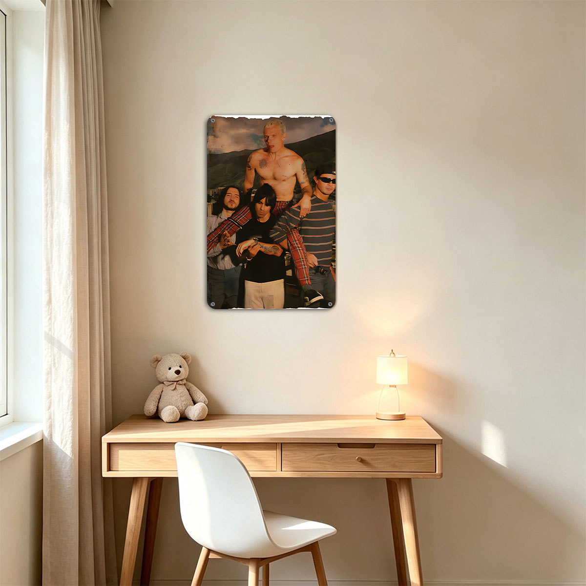 Red Hot Chili Peppers Band Members in a Stylized Group Portrait - painting