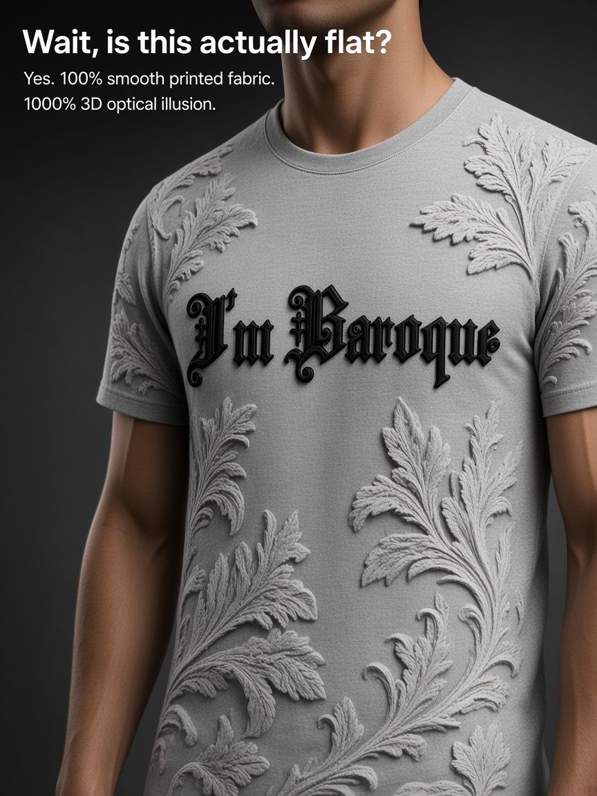 Baroque Sculpture 3D Optical Illusion Graphic Tee Breathable Athletic Mesh T-Shirt for Casual and Sports Wear