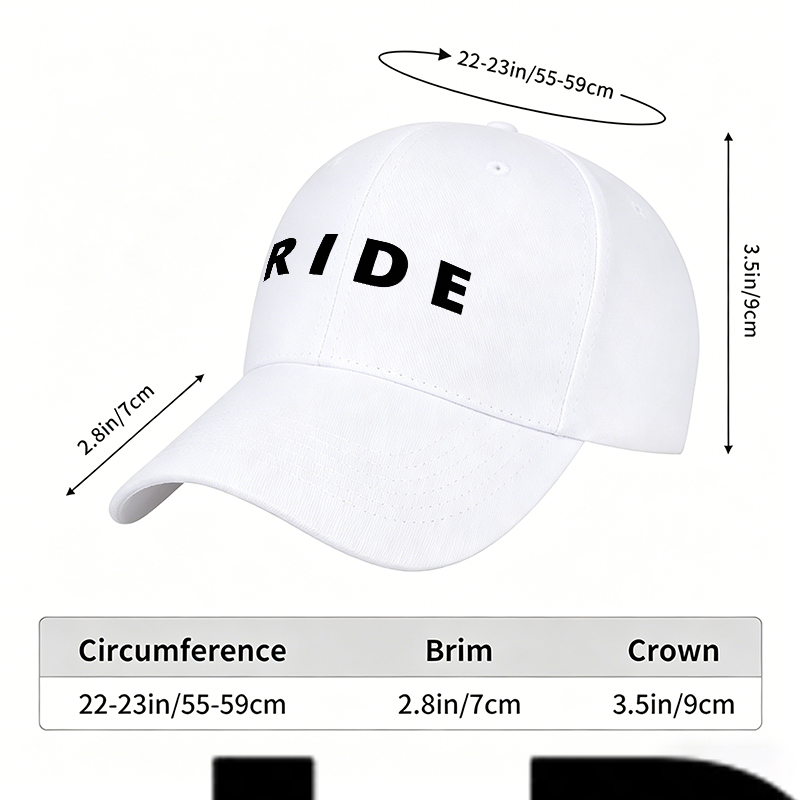 Unisex Classic Baseball Cap with Ride Outline Print Design – Perfect for Outdoor Activities, Cycling, and Casual Wear – Ideal for Adults Seeking Stylish and Comfortable Headwear