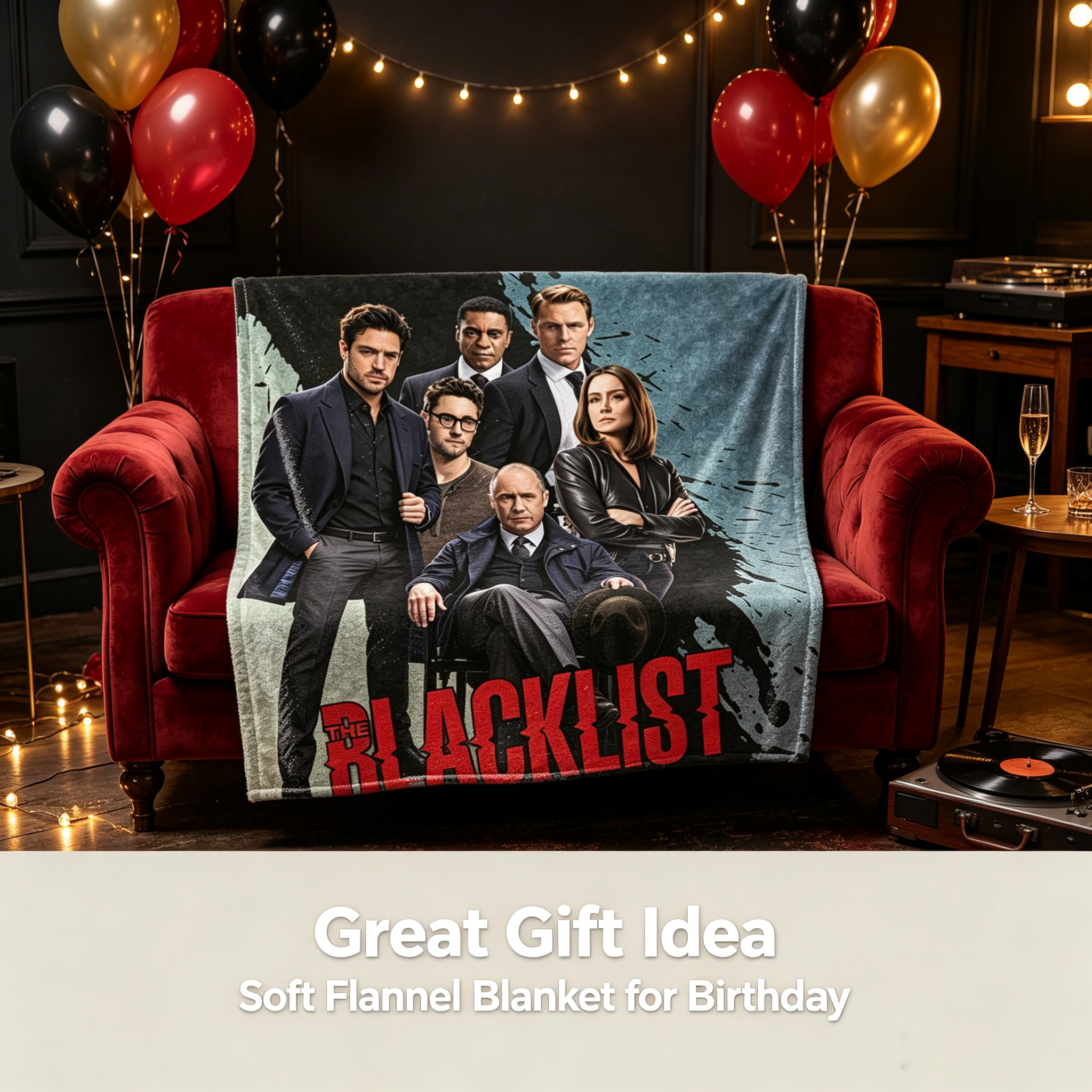 Custom Face Blanket The Blacklist Flannel Blanket TV Show Character Portrait Soft Cozy Throw Blanket Perfect for Couch Watching or as a Unique Gift for Fans