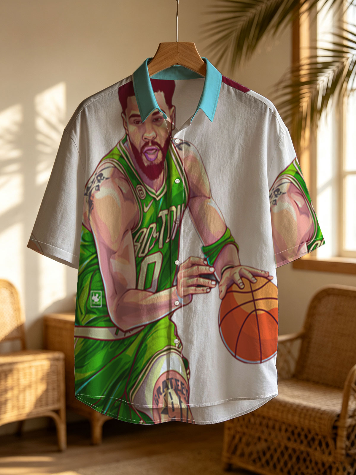 Jayson Tatum in Celtics Jersey Dribbling Basketball -  Shirt