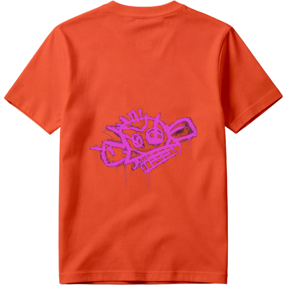 Graffiti-style pink skull with crown and crossbones on black background - Tee