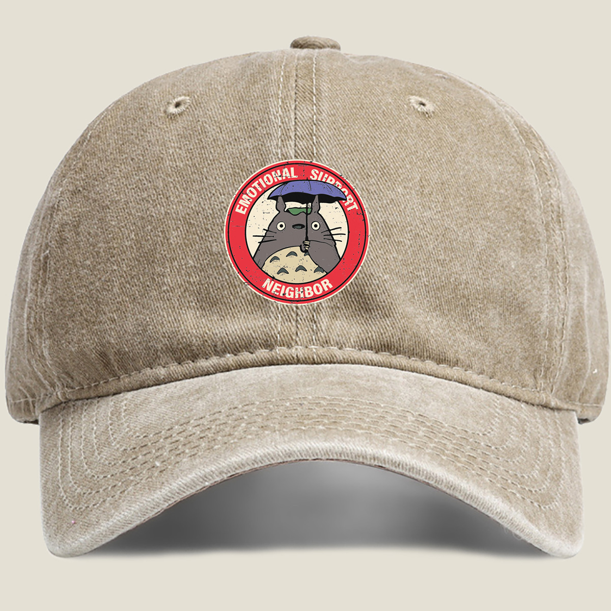 Totoro Emotional Support Neighbor - Washed Denim - Baseball Cap