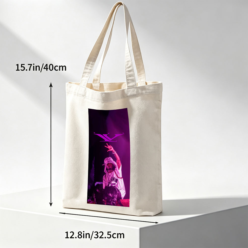 Lil Wayne Live Performance with Purple Lighting and Signature Hand Gesture - Canvas tote bags