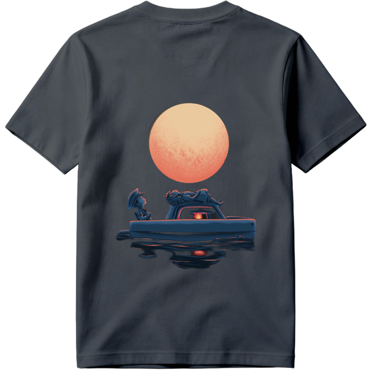 Mario and Bowser in a Boat Under the Moon - Tee