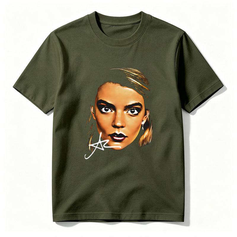 Portrait of a Woman with Dramatic Makeup and Signature - Tee