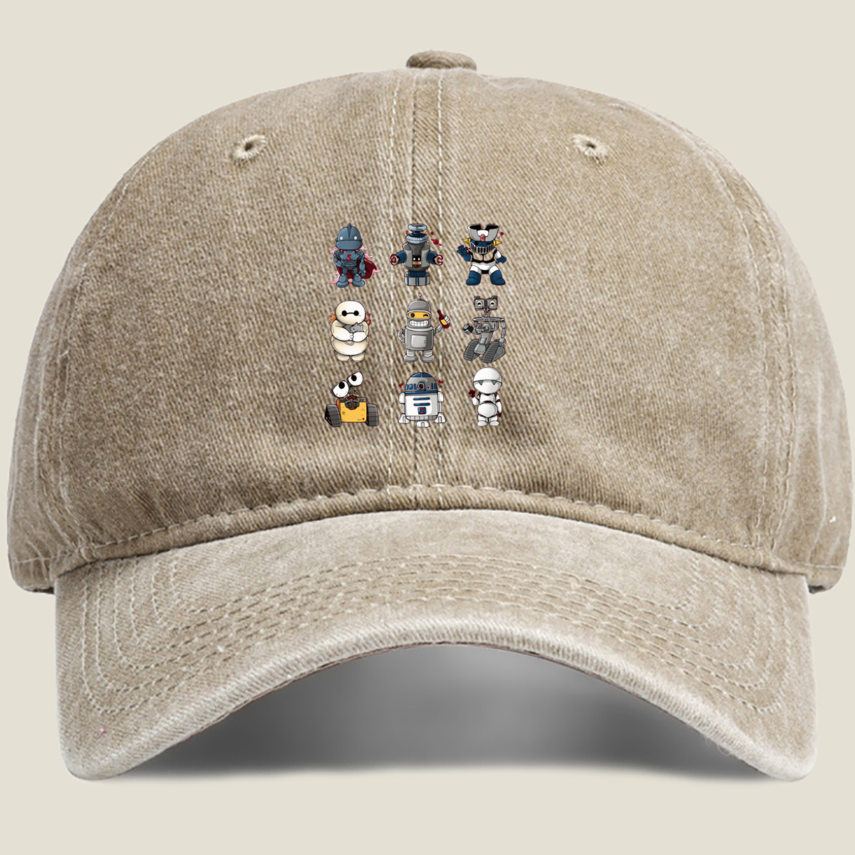 Cute Robot Characters Collection - Washed Denim - Baseball Cap