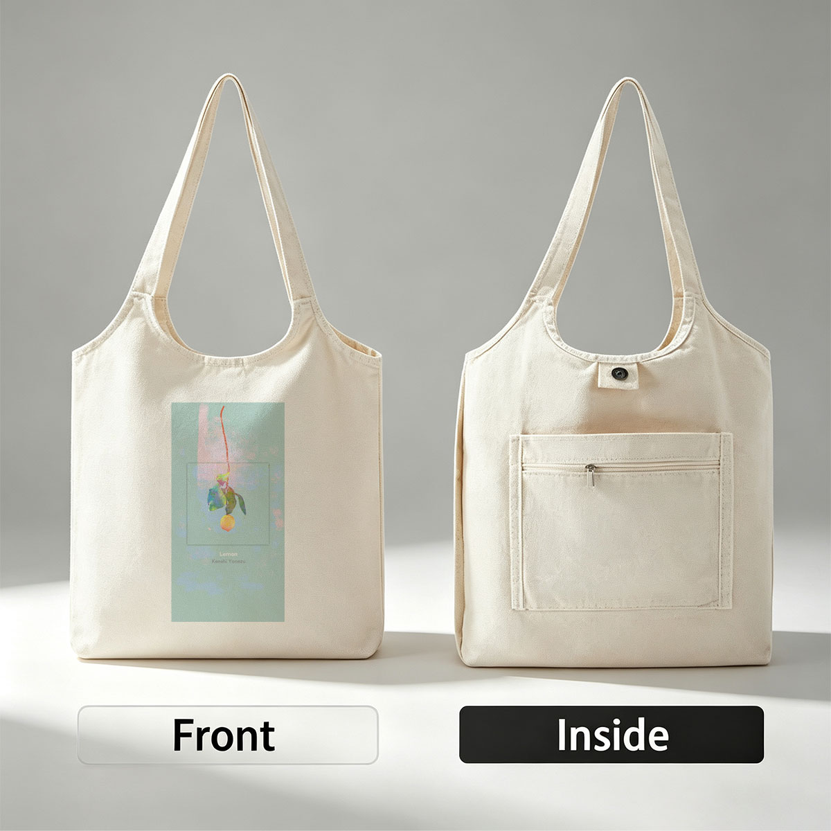Kenshi Yonezu Lemon Watercolor Artwork with Hanging Fruit and Leaves - Canvas shoulder bags/