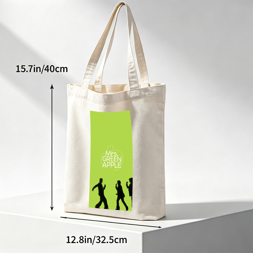 Mrs. GREEN APPLE Band Members Silhouettes Walking on Green Background - Canvas tote bags