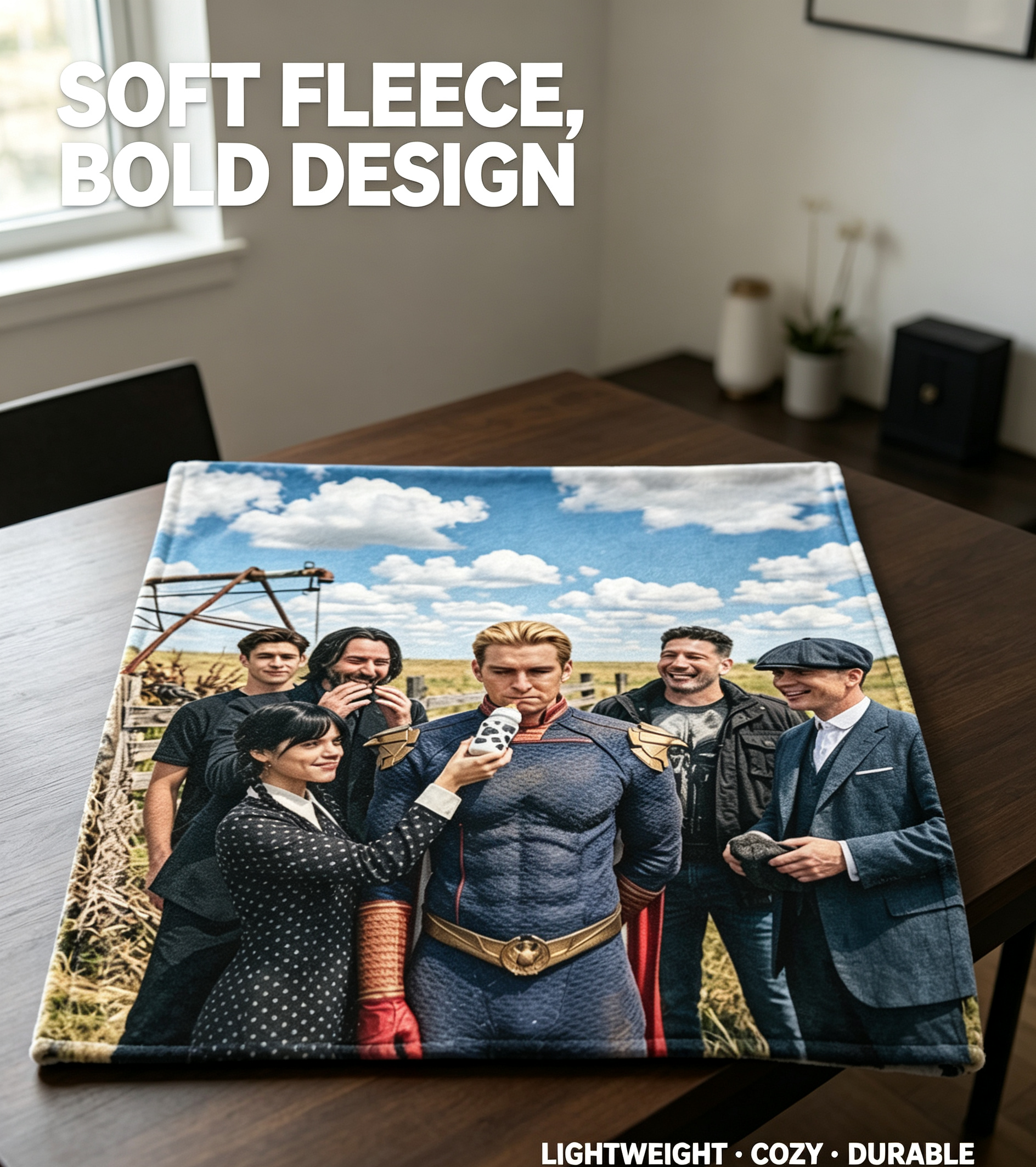 Custom Face Blanket Featuring The Boys Characters Flannel Blanket Perfect for Couch Cozying or Dorm Decor Ideal Gift for Fans and Collectors
