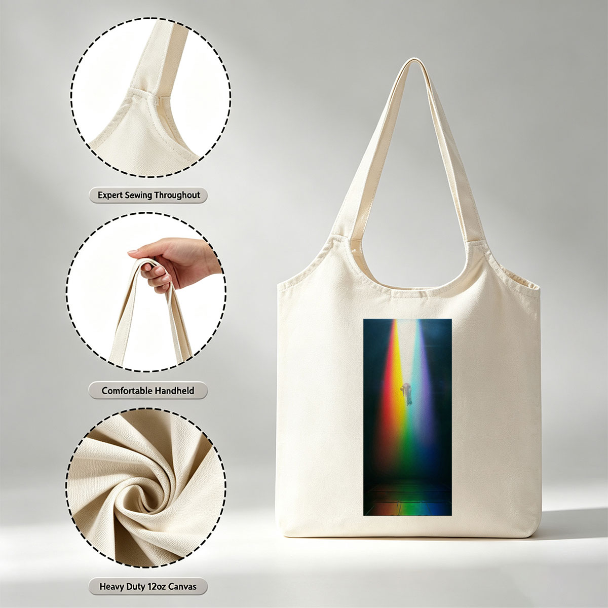 Coldplay Live Performance in a Rainbow-Lit Stage with Diver Silhouette - Canvas shoulder bags/