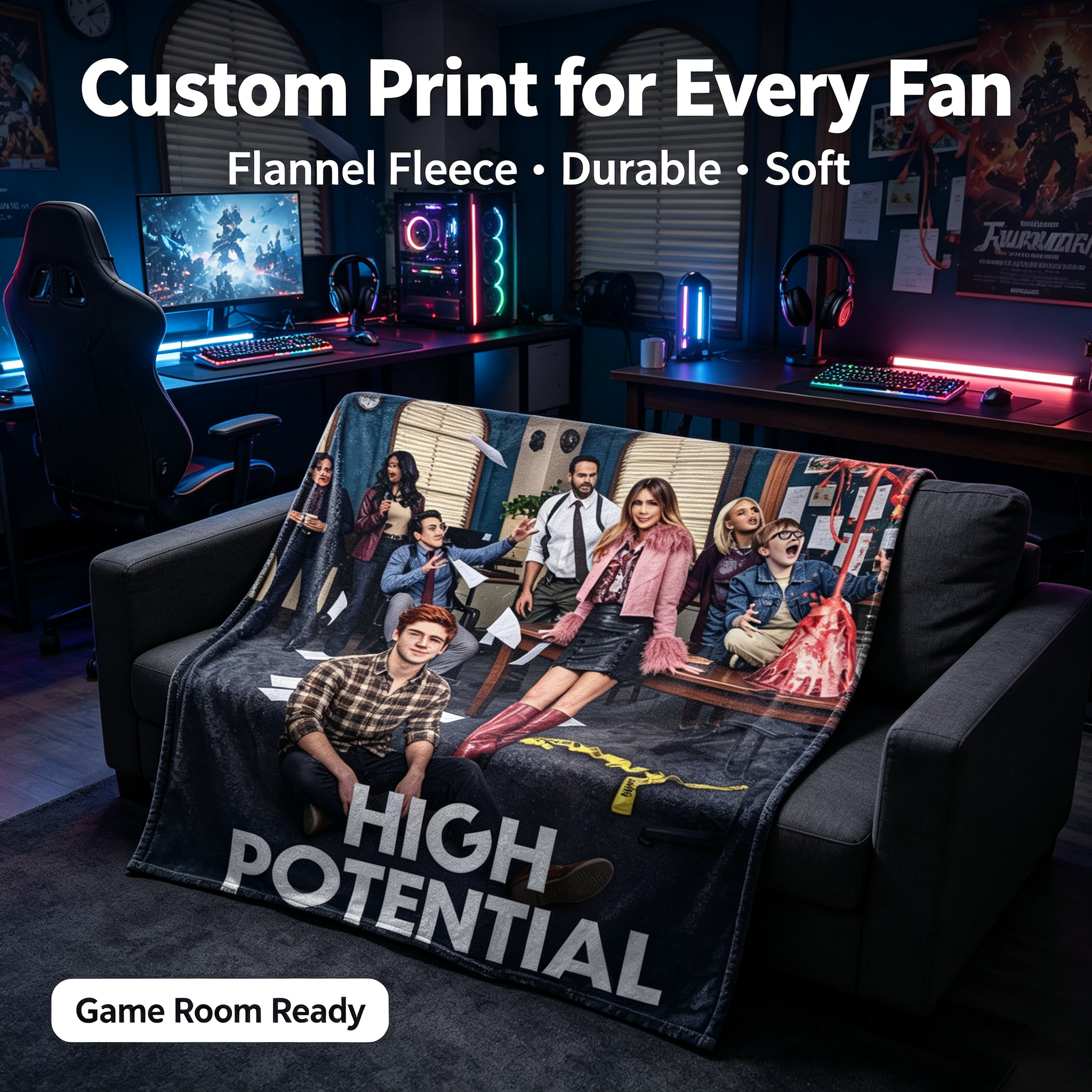 Custom Face Blanket High Potential Season One Flannel Blanket Perfect for Fans of the TV Show Ideal Gift or Giveaway for Teen Drama Lovers