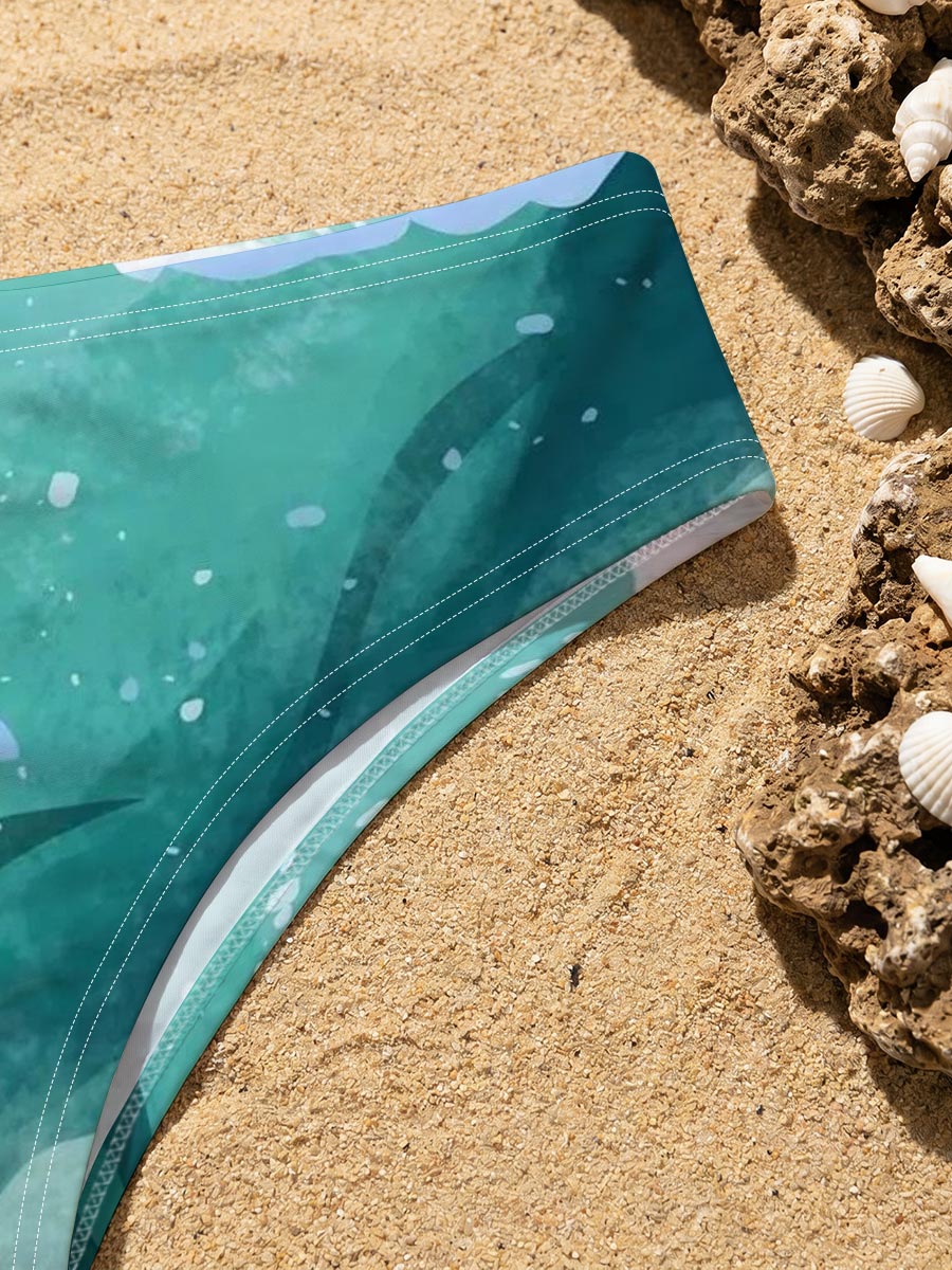 Surfer riding a massive wave in vibrant ocean waters -  Men's swim trunks