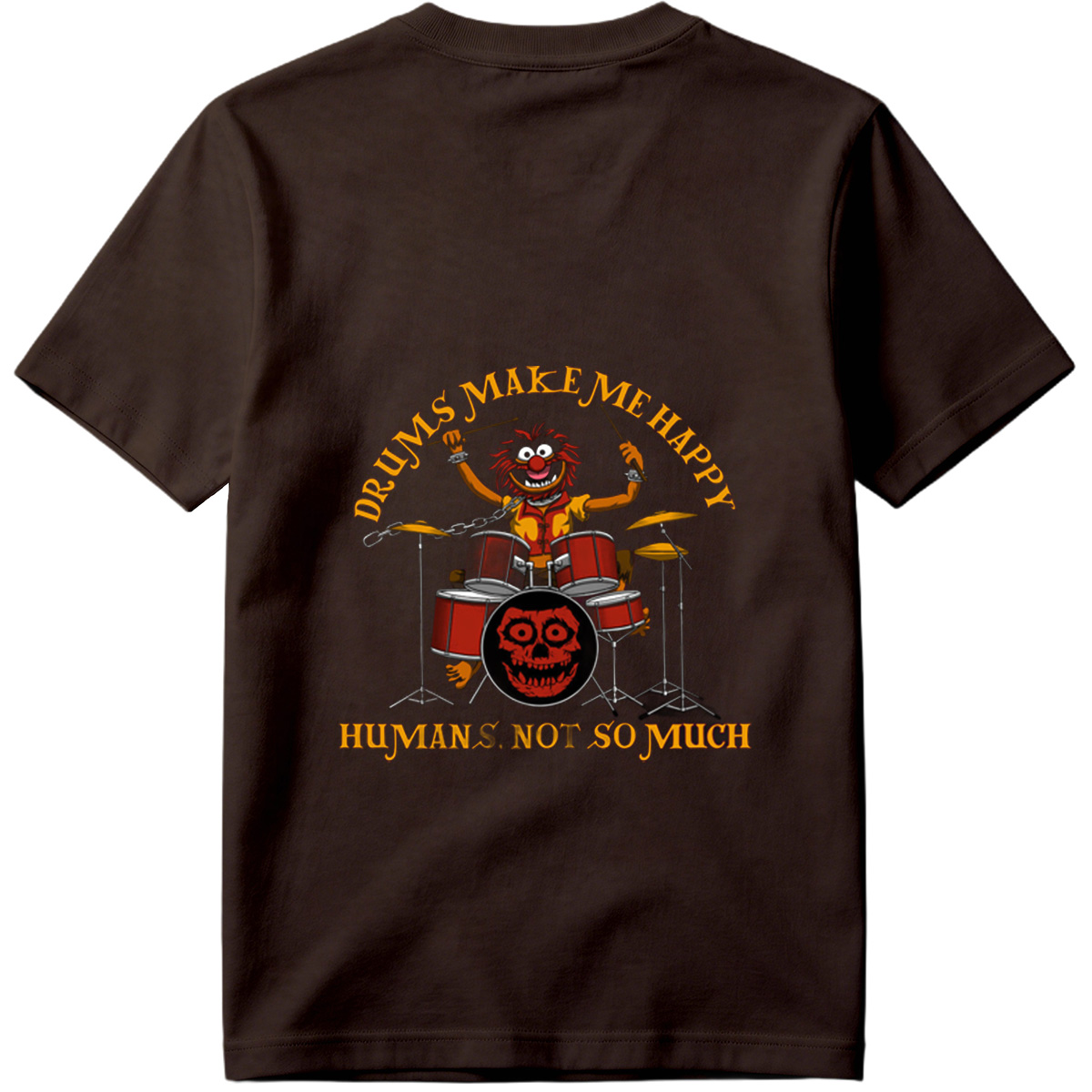 Animal from The Muppets Playing Drums with Skull Design - Tee