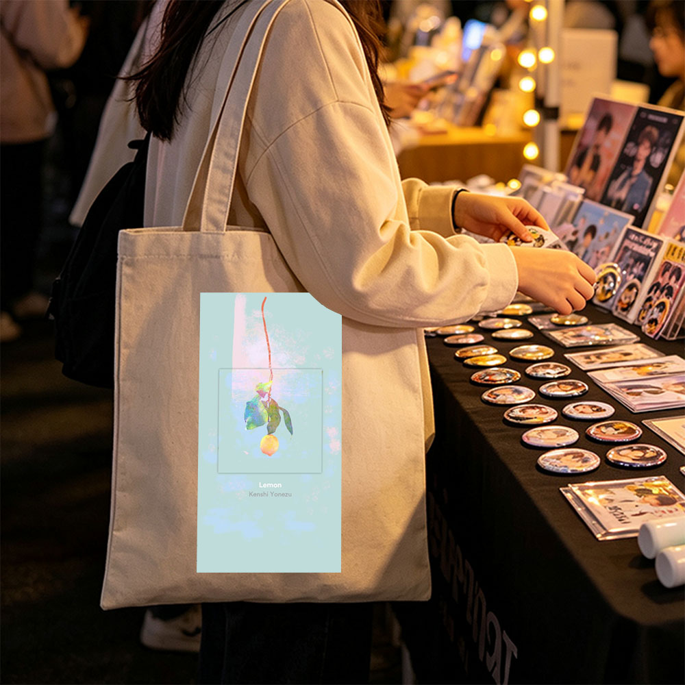 Kenshi Yonezu Lemon Watercolor Artwork with Hanging Fruit and Leaves - Canvas tote bags