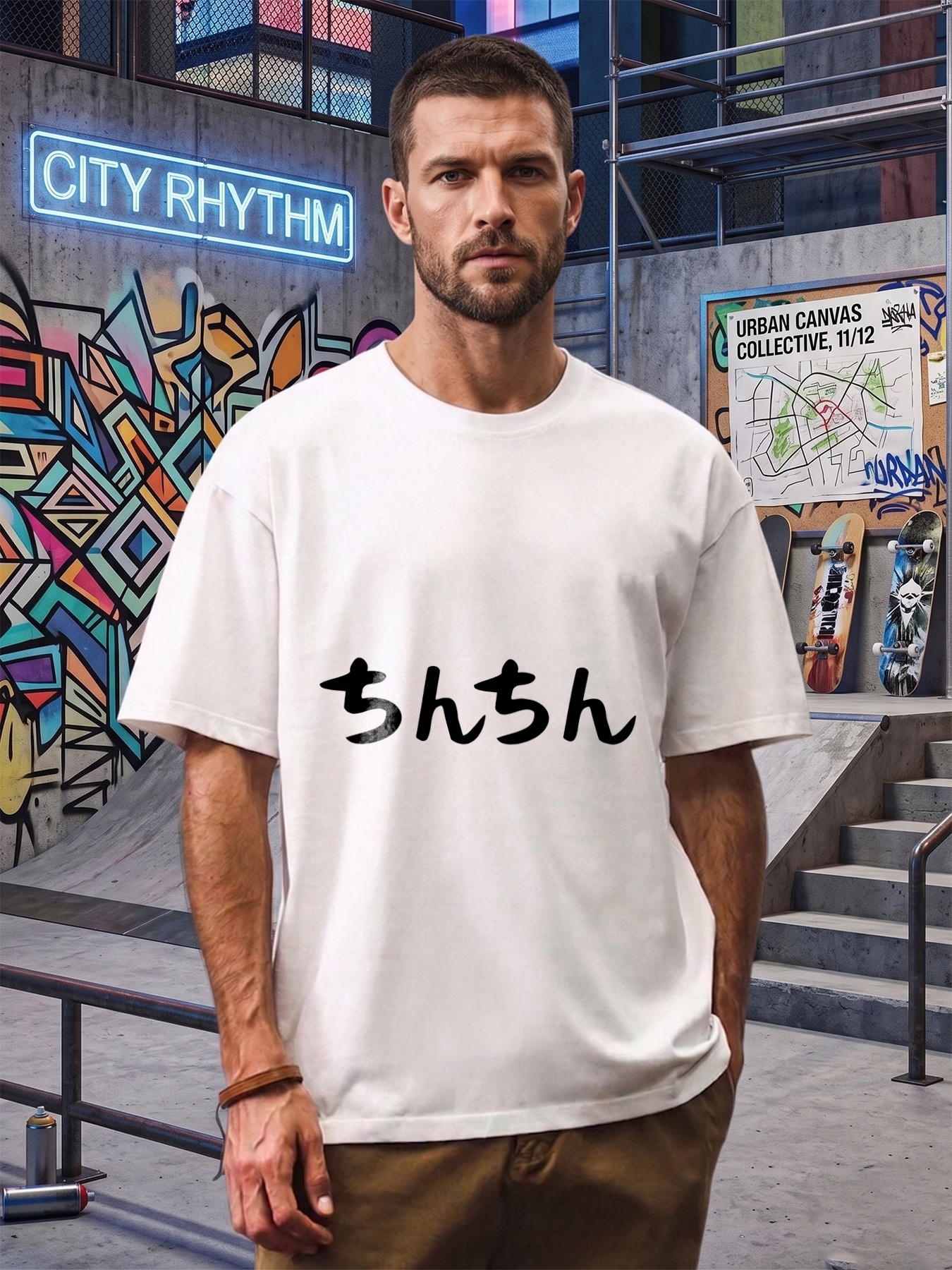 Men's Printed T-Shirt with Japanese Katakana 