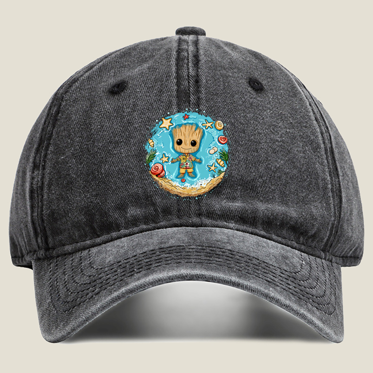 Guardians of the Galaxy - Baby Groot at the Beach - Washed Denim - Baseball Cap