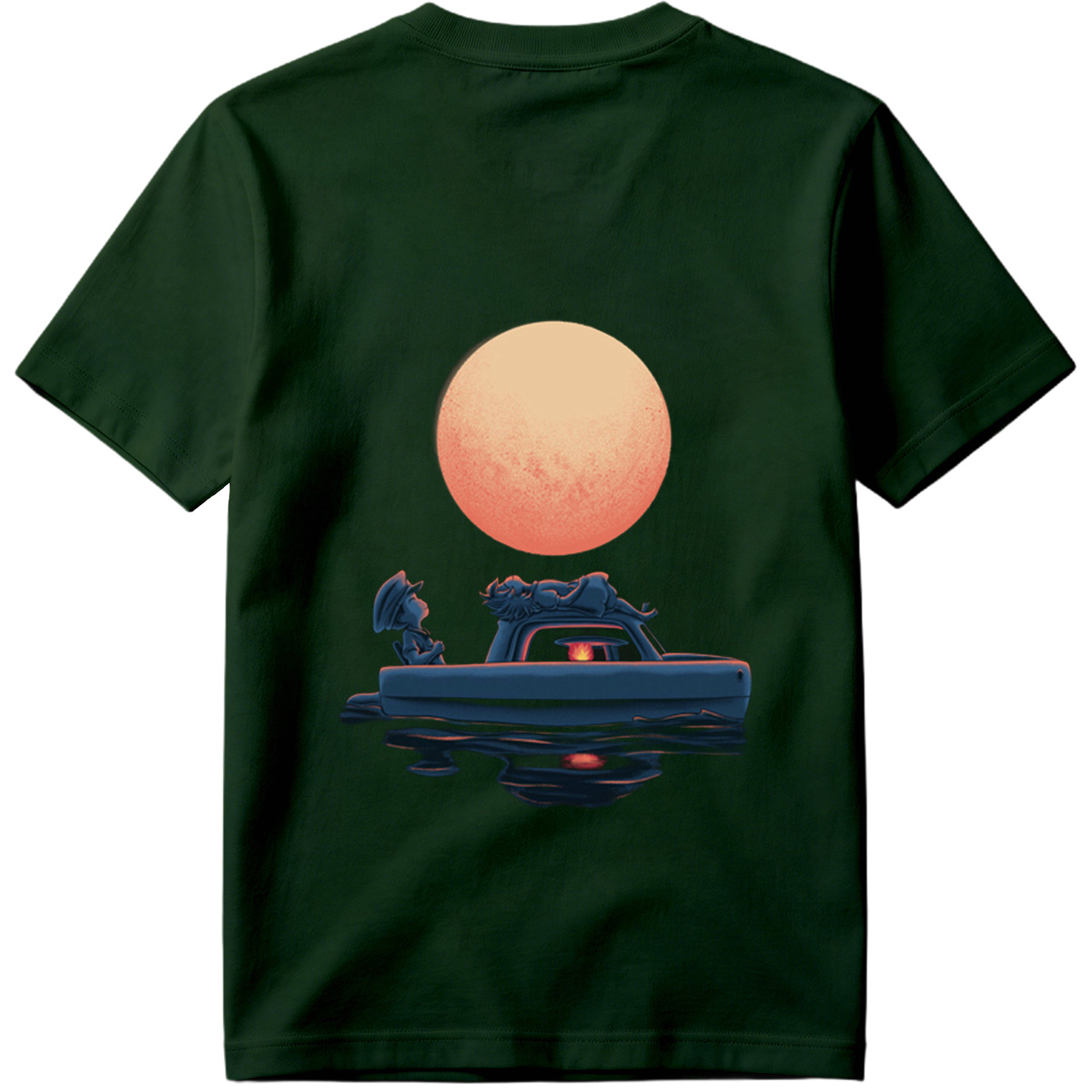 Mario and Bowser in a Boat Under the Moon - Tee