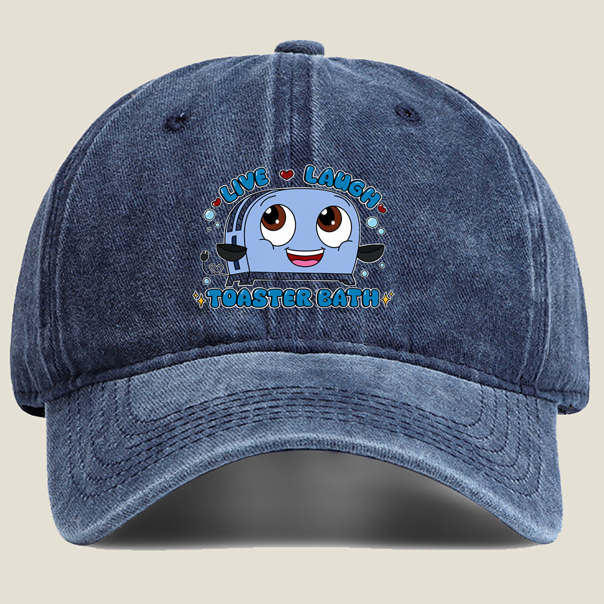 Live Laugh Toaster Bath - Washed Denim - Baseball Cap
