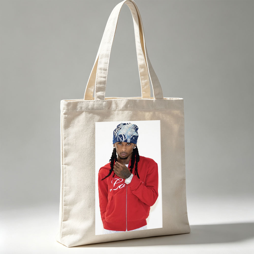 Travis Scott in a Red Hoodie and Bandana, Stylish Streetwear Look - Canvas tote bags