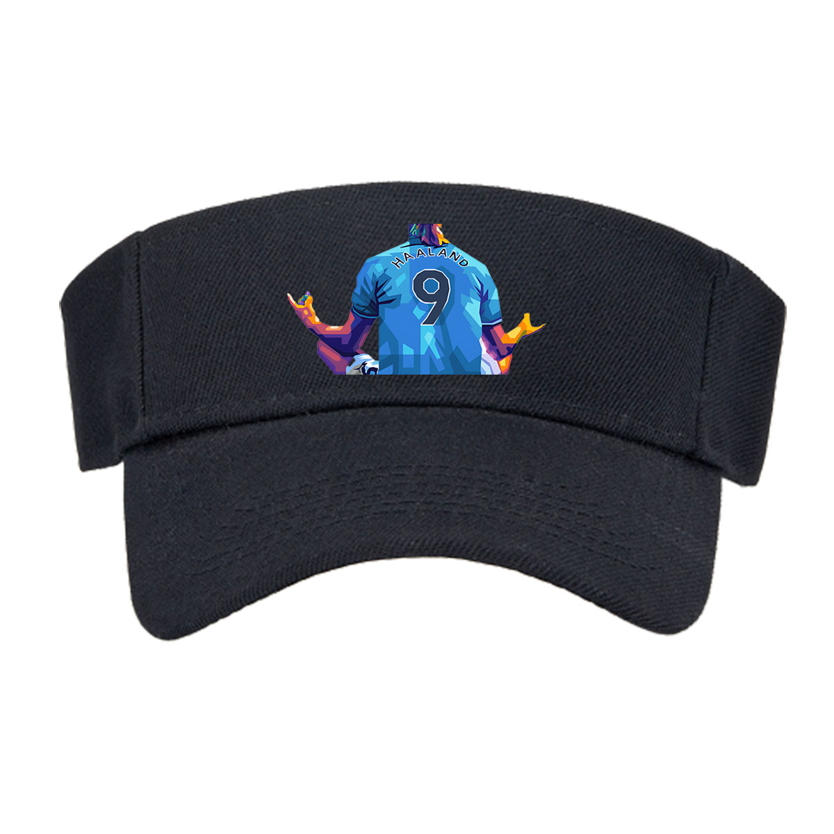 Haaland in Blue Jersey, Number 9, Sitting Back View -  Visor cap