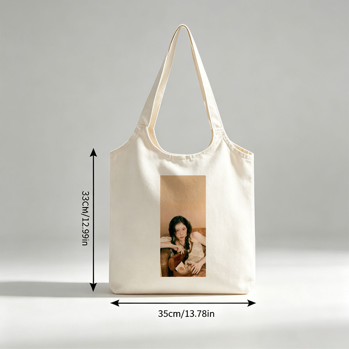Kim Jisoo Relaxing on Couch with Vintage Accessories in Soft Lighting - Canvas shoulder bags/