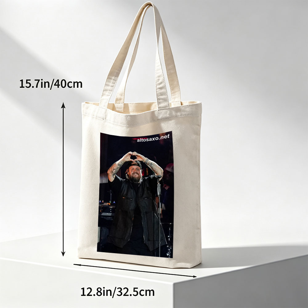 Luke Combs on Stage Making Heart Gesture with Hands - Canvas tote bags