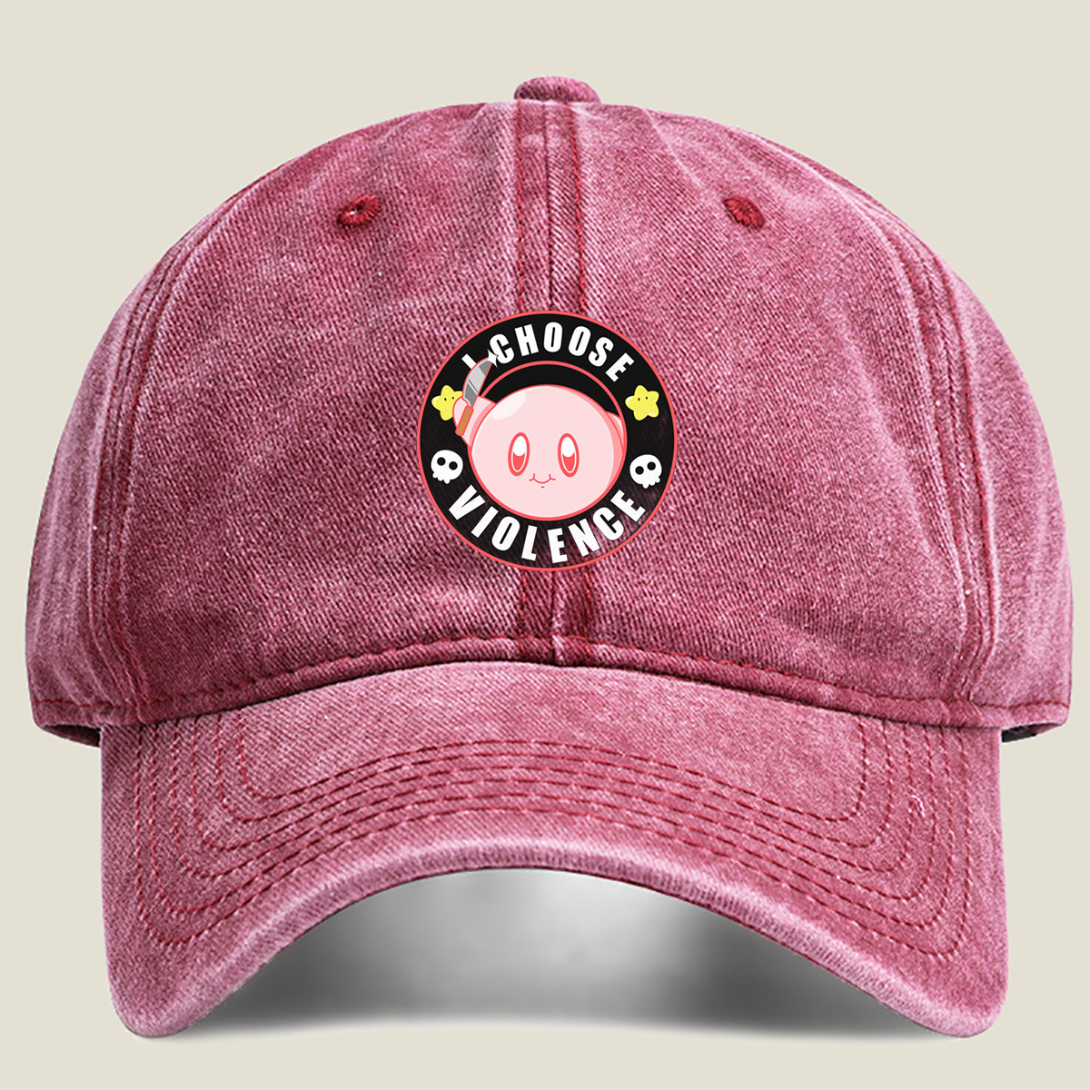 Kirby I Choose Violence - Washed Denim - Baseball Cap