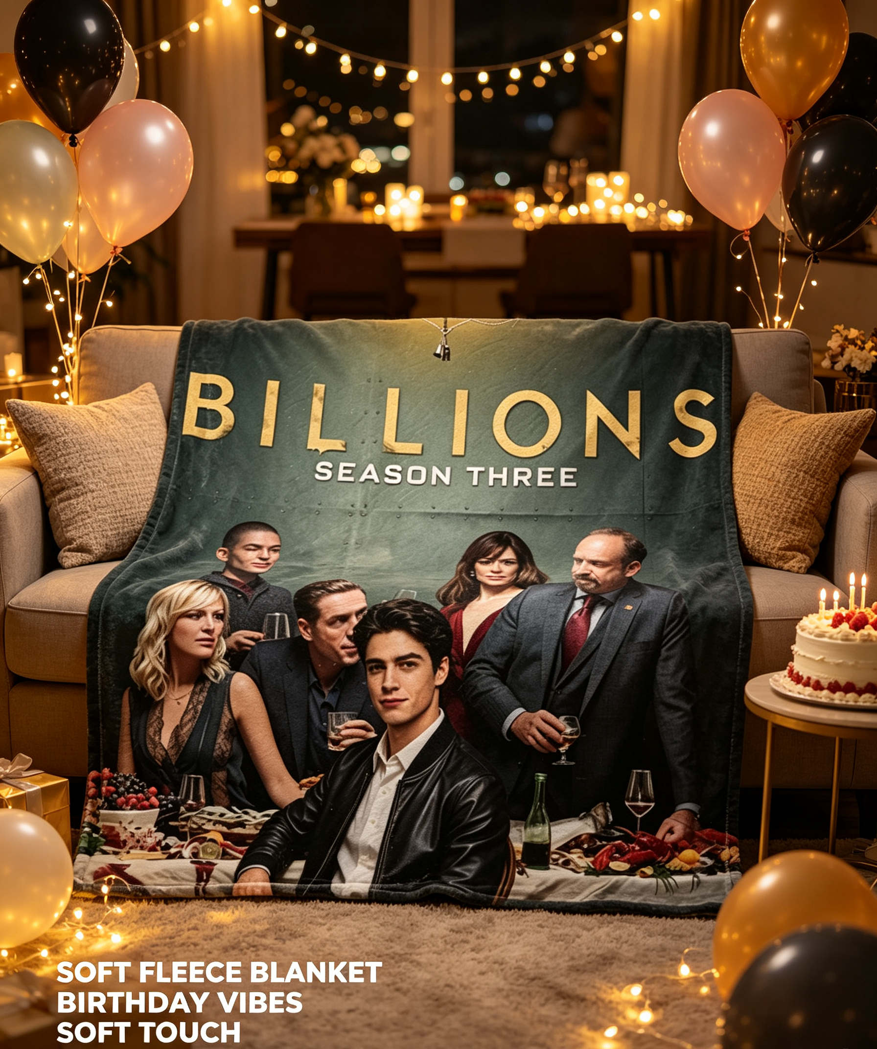 Custom Face Blanket Billions Season Three Flannel Blanket for Home Decor and Movie Fans Gift or Giveaway