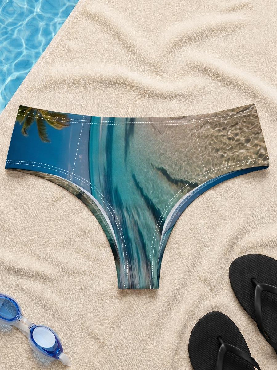 Crystal Clear Waters and Palm Trees on a Tropical Beach -  Men's swim trunks