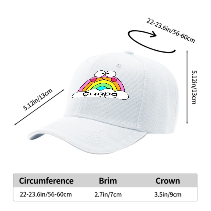 Unisex Classic Sandwich Hat with Rainbow Heart Eyes and Guara Print | Casual Outdoor Sun Protection Cap for Adults and Teens | Perfect for Beach, Hiking, Travel, Daily Wear