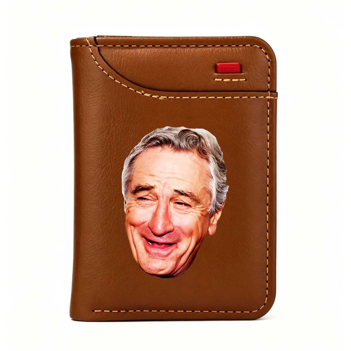 Robert De Niro Smiling Close-Up Portrait - Vertical Style Wallet