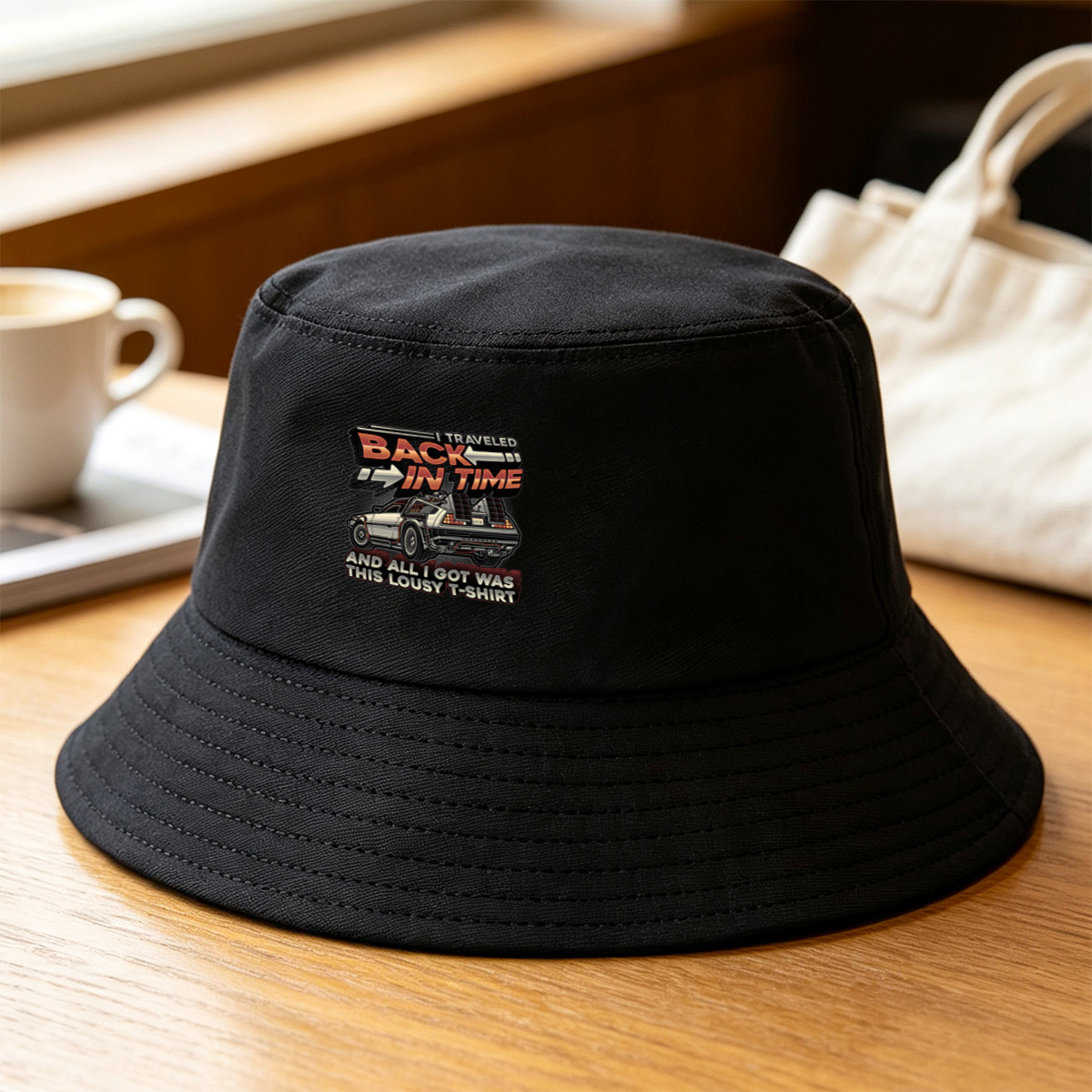 Back to the Future - DeLorean Time Machine T-Shirt - Fisherman's Hat