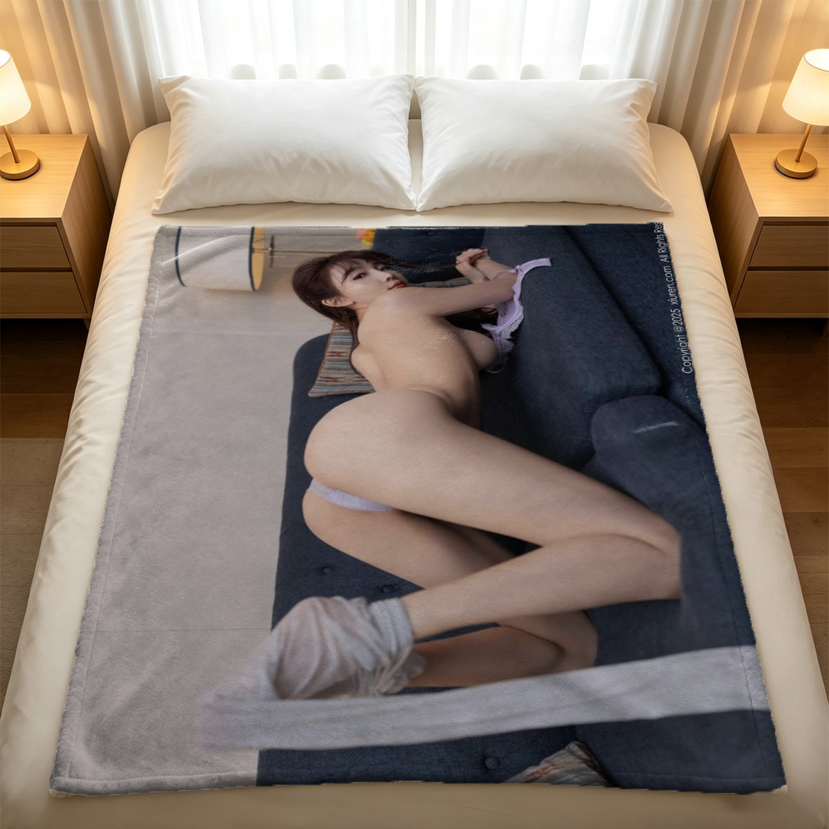 MetartX - Dita in Black Sheer Lingerie on Bed - Blanket