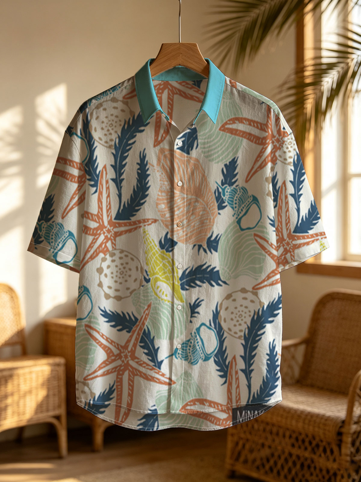 Seashells, Starfish, and Seaweed Pattern -  Shirt