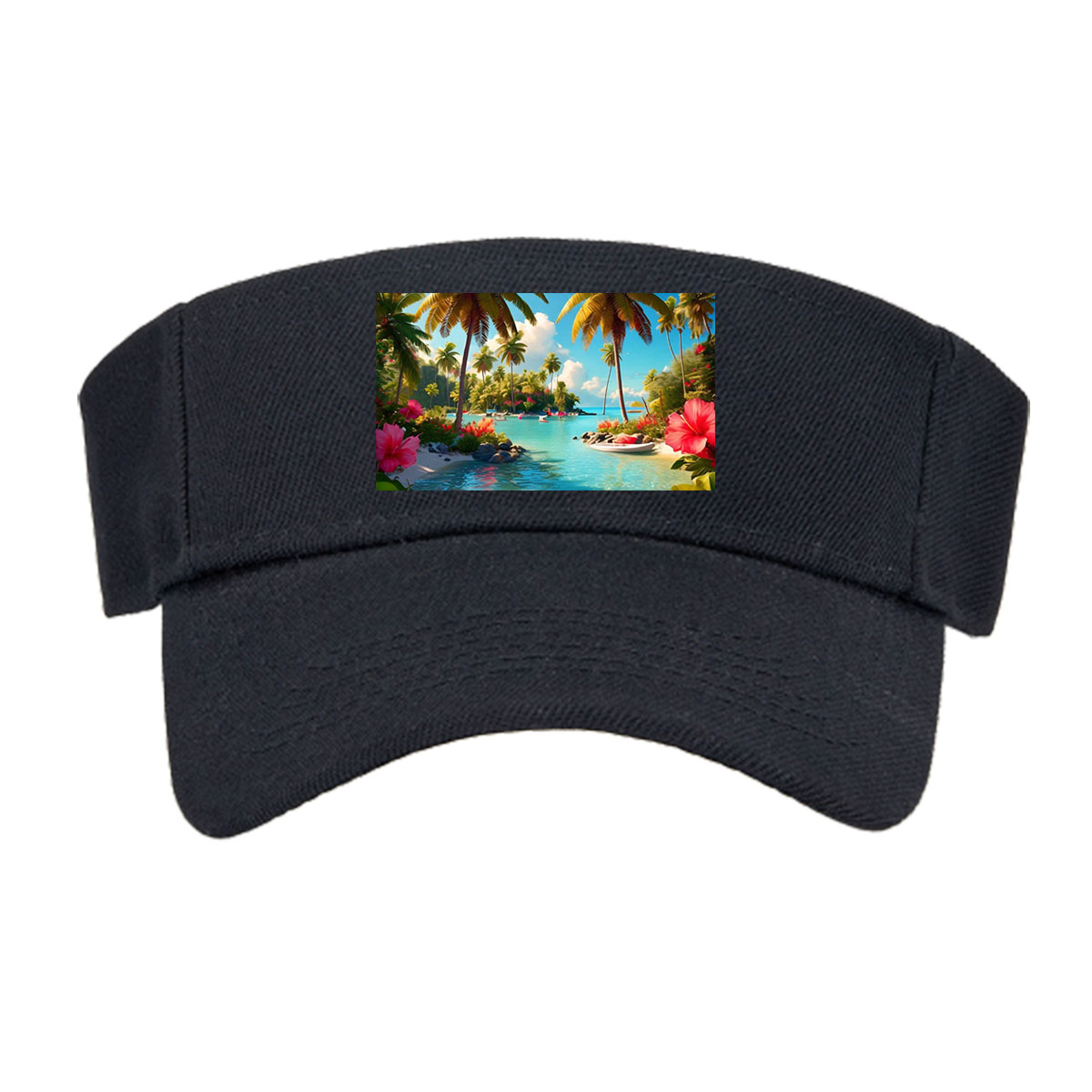 Tropical Paradise with Palm Trees and Crystal Clear Water -  Visor cap