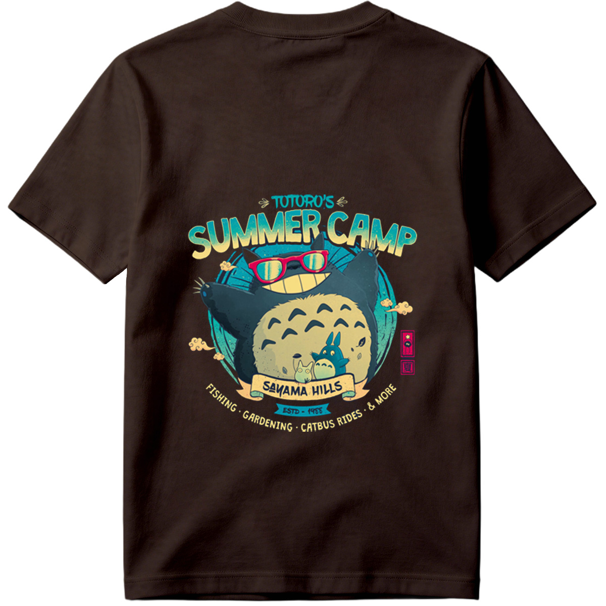 Totoro's Summer Camp: Totoro, Little Totoros, and Catbus in Sakama Hills - Tee