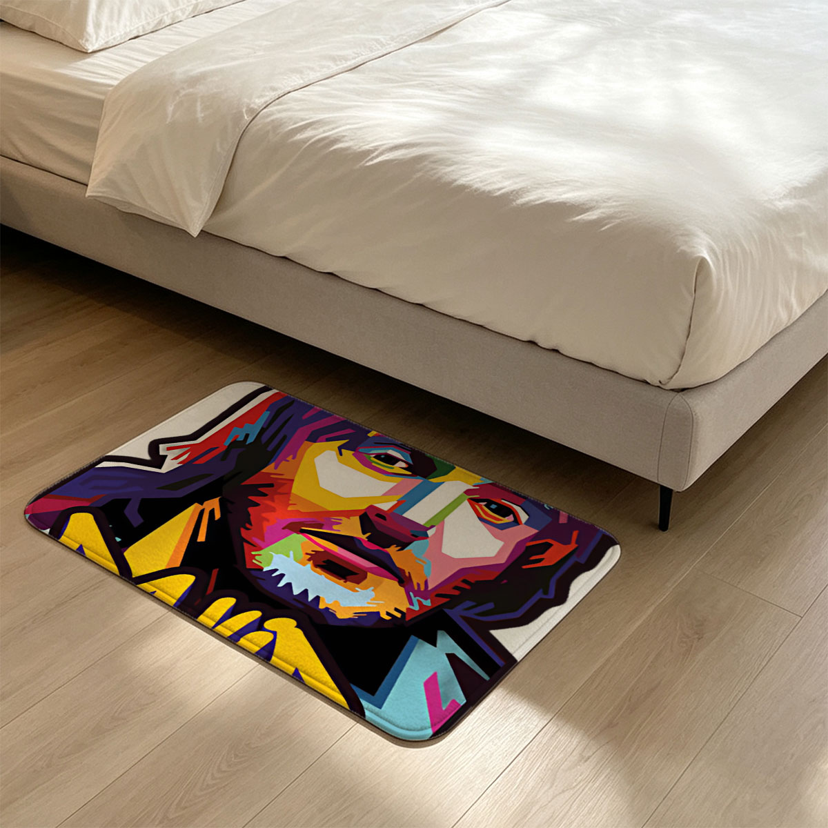 David Guetta Colorful Portrait Art - Flannel floor mat