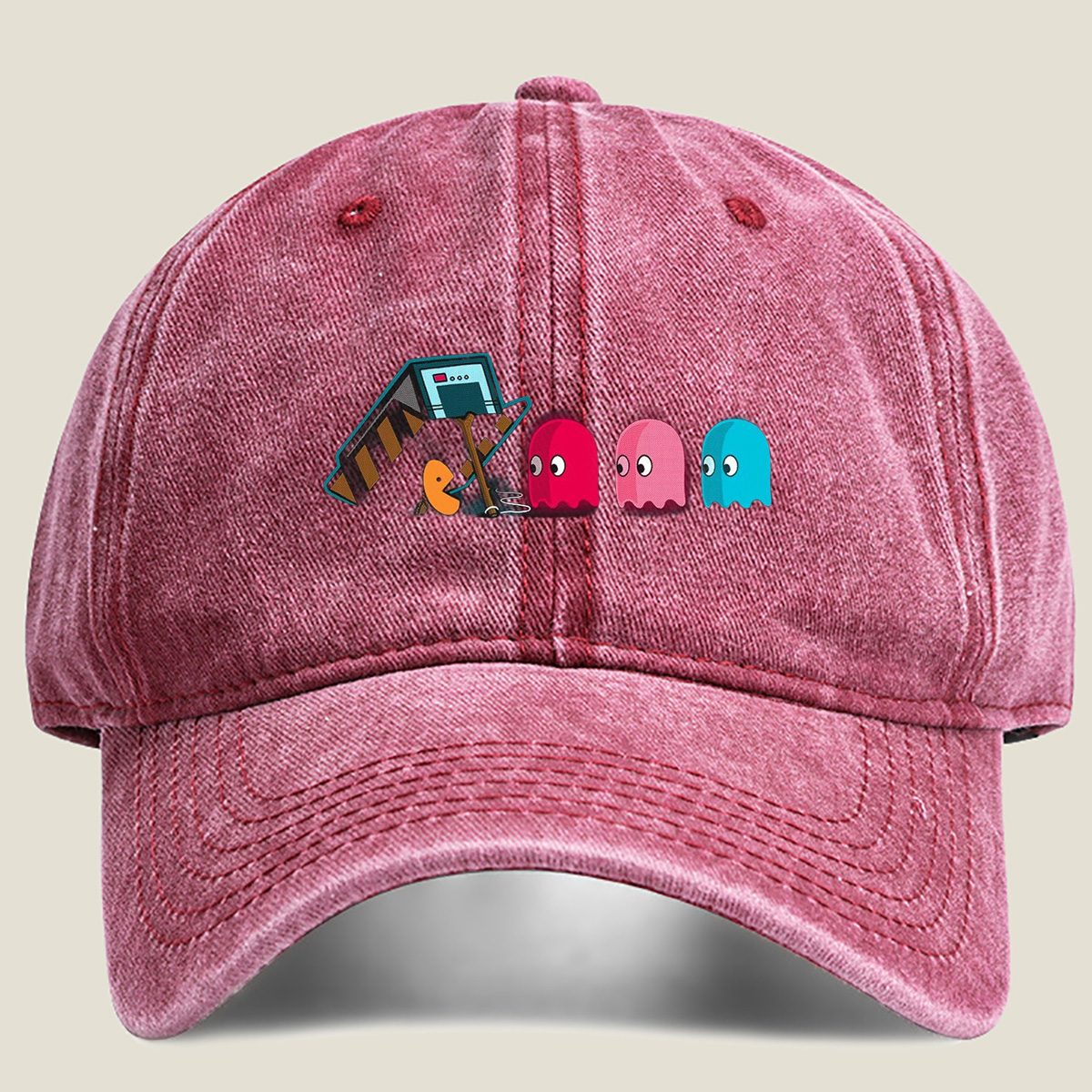Pac-Man and Ghosts: Classic Arcade Encounter - Washed Denim - Baseball Cap